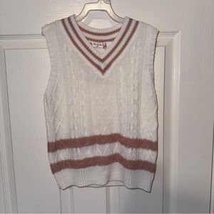 NWT Jolie&Joy Sleeveless Knit Pullover White/Rose M(10-12)